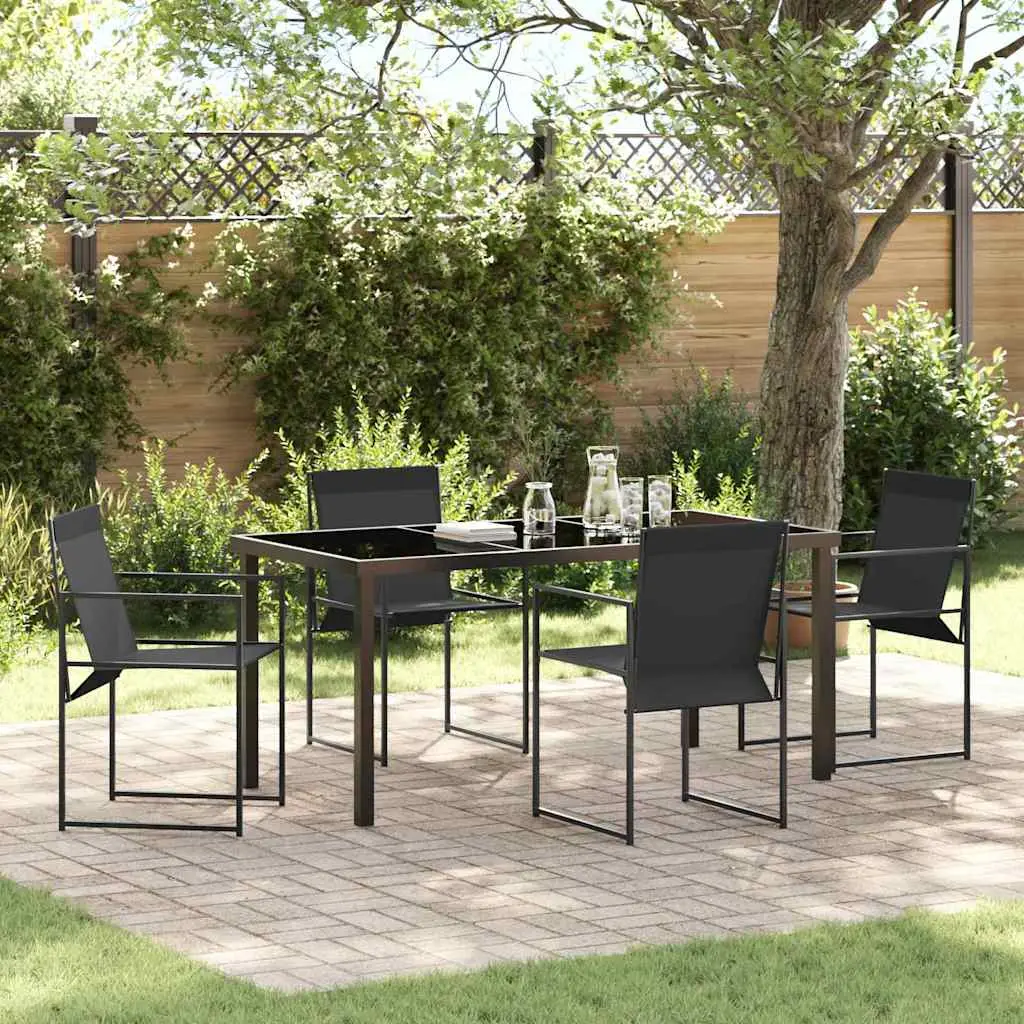 Ensemble de salle à manger pour jardin 5 pcs Noir vidaXL 3379343