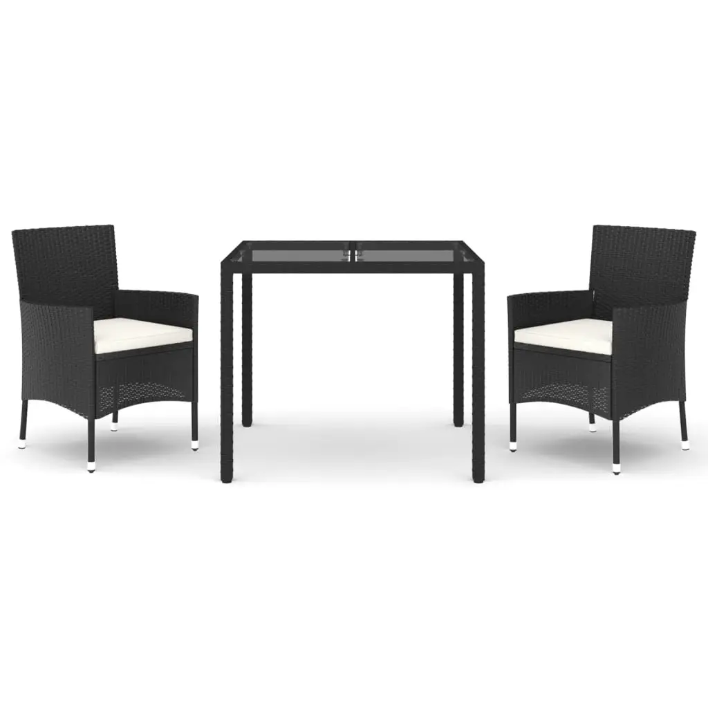 Ensemble de 3 pcs table de jardin et chaises avec coussins – mobilier de jardin Noir-JU3074