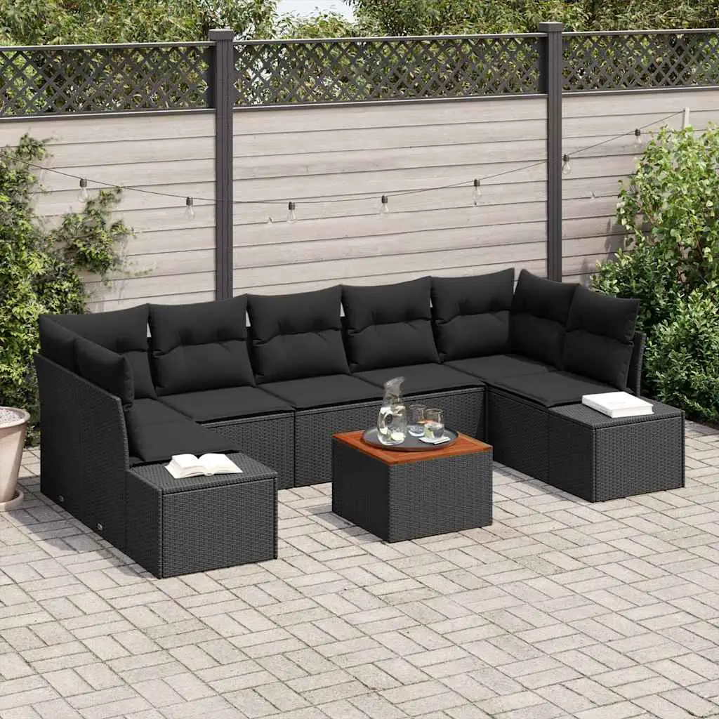 Ensemble de canapé de jardin avec stockage 8 pcs Noir polyrotin vidaXL 3356595