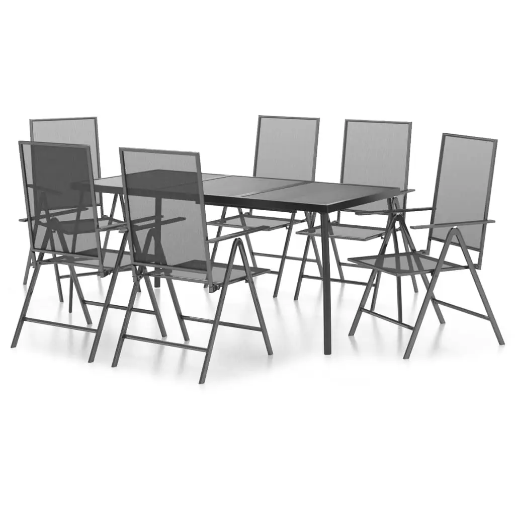 Ensemble de 7 pcs table de jardin avec chaises – mobilier de jardin anthracite acier-JU3018