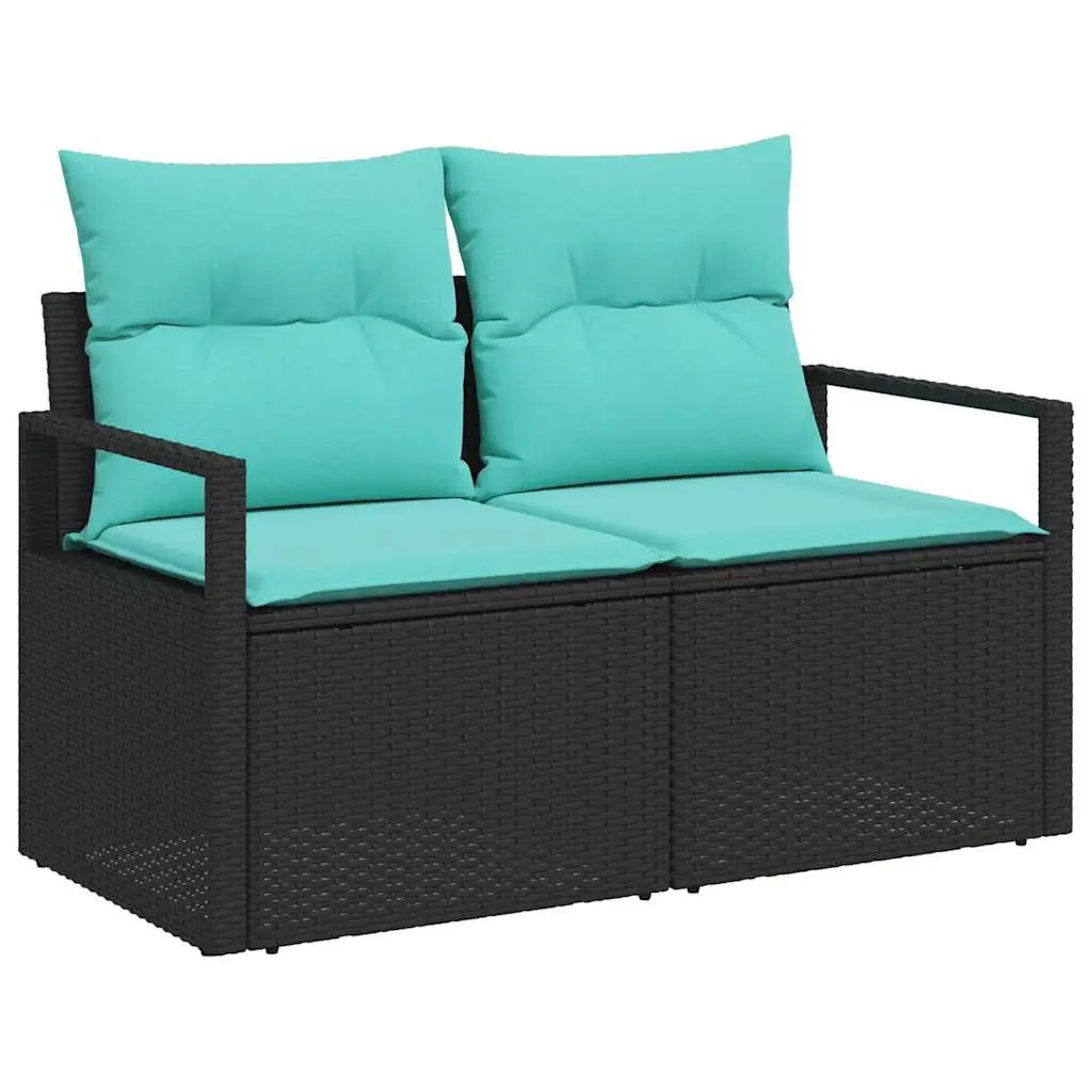 Ensemble de Canapés 9 pcs Noir et turquoise polyrotin vidaXL 3346326