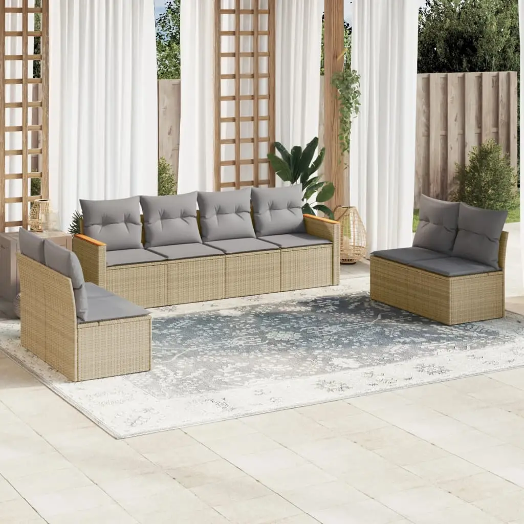 Ensemble canapé modulable 8 pcs résine tressée avec rangement extérieur Beige – ComfortXL Outdoor Living