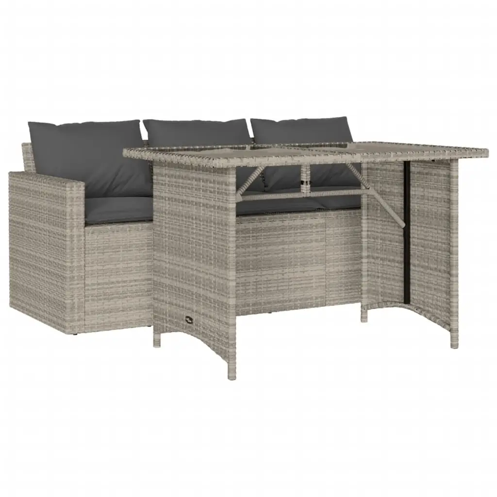 Ensemble de 2 pcs table de jardin et chaises avec coussins – mobilier de jardin gris clair rotin