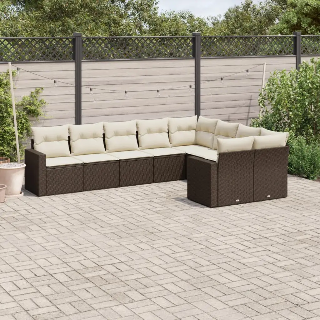 Ensemble de jardin 9 personnes Marron en résine tressée avec coffres de rangement modulables – ComfortXL Outdoor Living