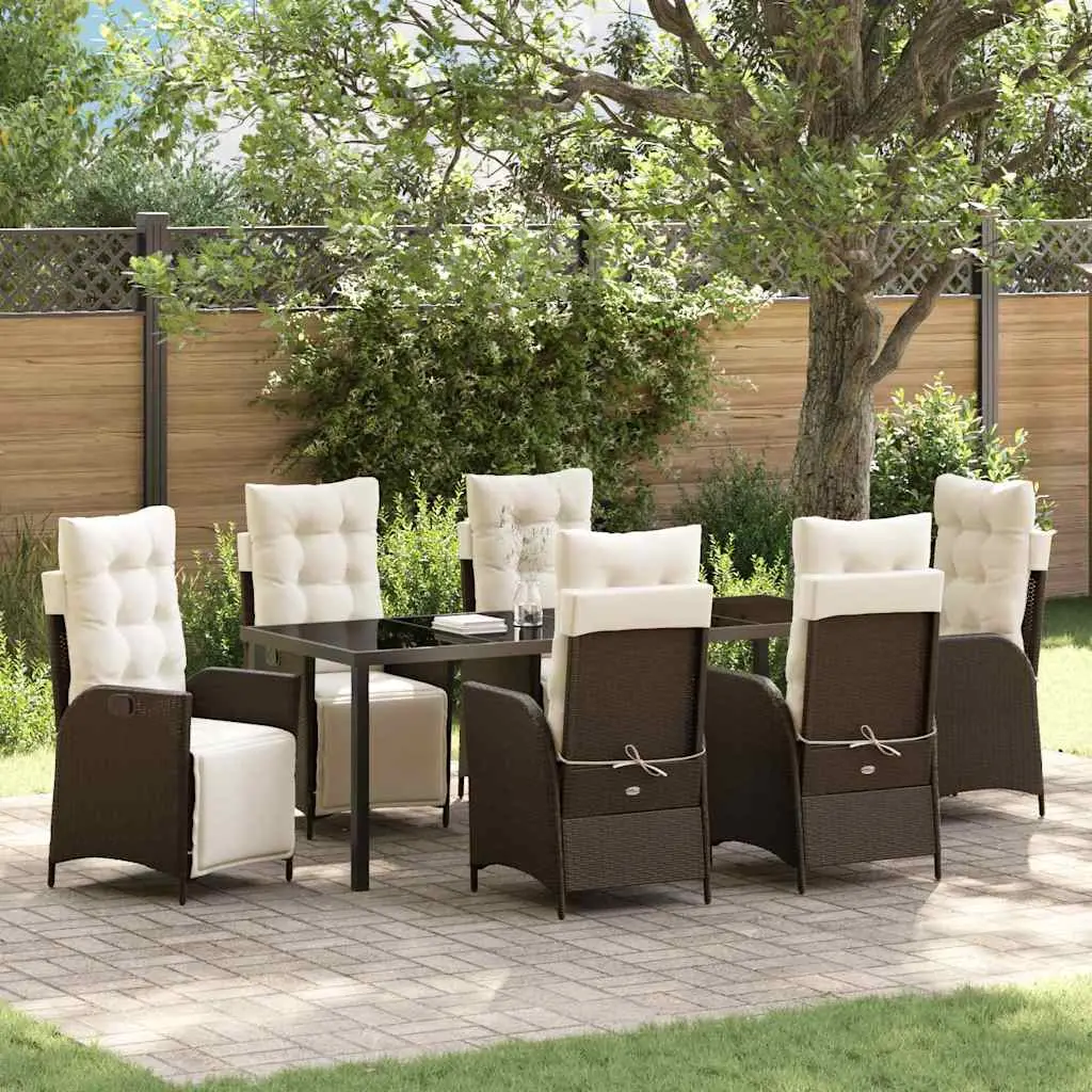 Ensemble de salle à manger pour jardin 7 pcs Marron polyrotin vidaXL 3380545