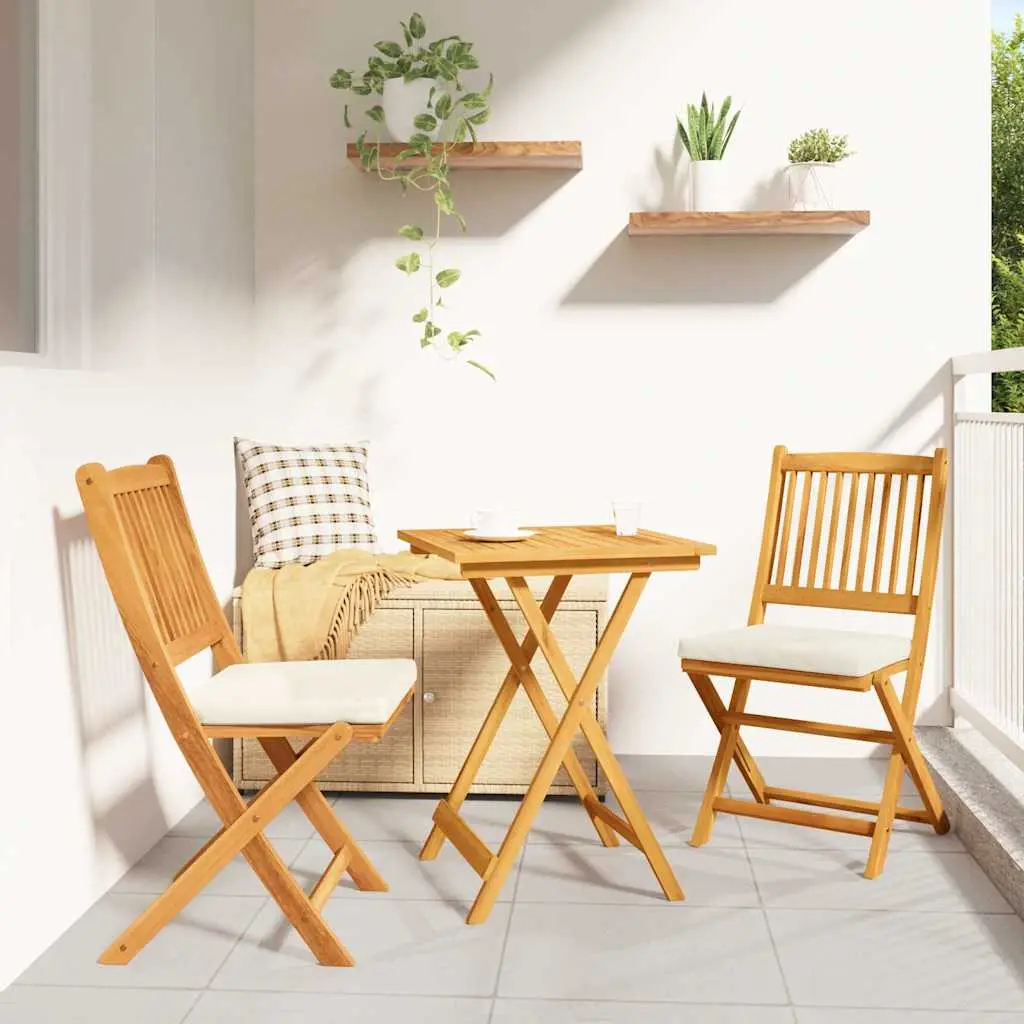 Ensemble de Repas 2 Places pour Terrasse en Bois d’Acacia Massif Design Compact Marron – ComfortXL Outdoor Living