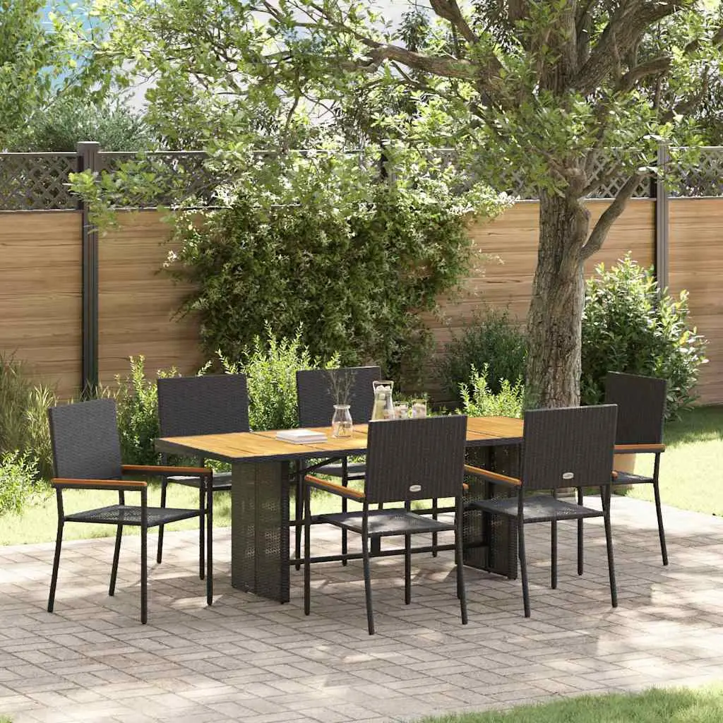 Ensemble de salle à manger pour jardin 7 pcs Noir polyrotin vidaXL 3365430