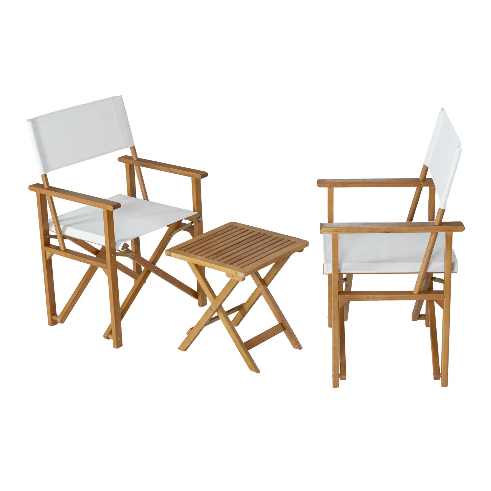 Ensemble de meubles de jardin 3 pièces Capistrello bois d’eucalyptus naturel blanc casa.pro