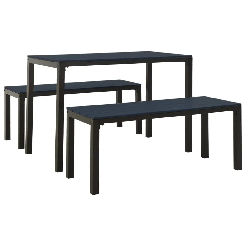 Ensemble de 3 pcs table de jardin avec chaises – mobilier de jardin acier et WPC noir