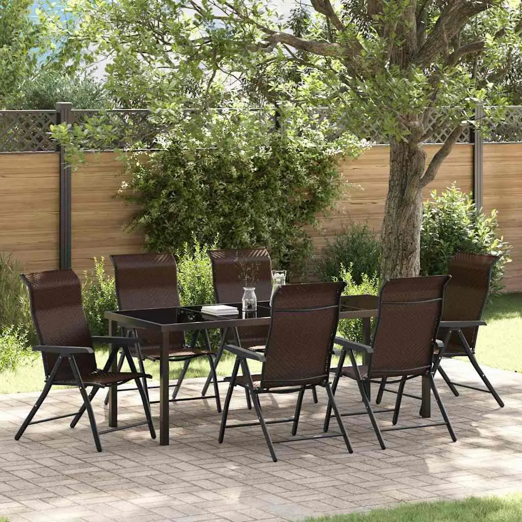 Ensemble de salle à manger pour jardin 7 pcs Marron vidaXL 3379266