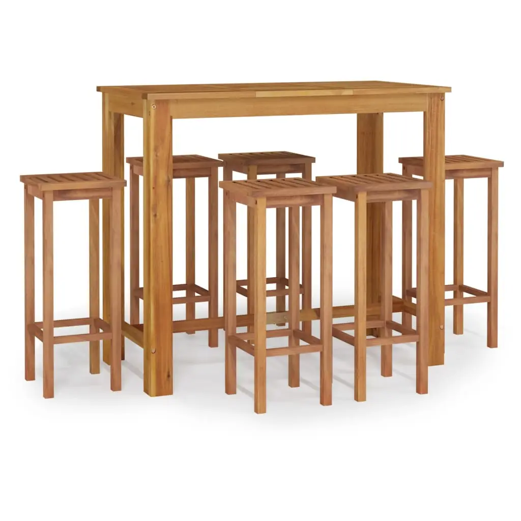 Ensemble de 7 pcs bar de jardin – Mobilier d’extérieur – Mobilier de jardin bois d’acacia solide-JU2168