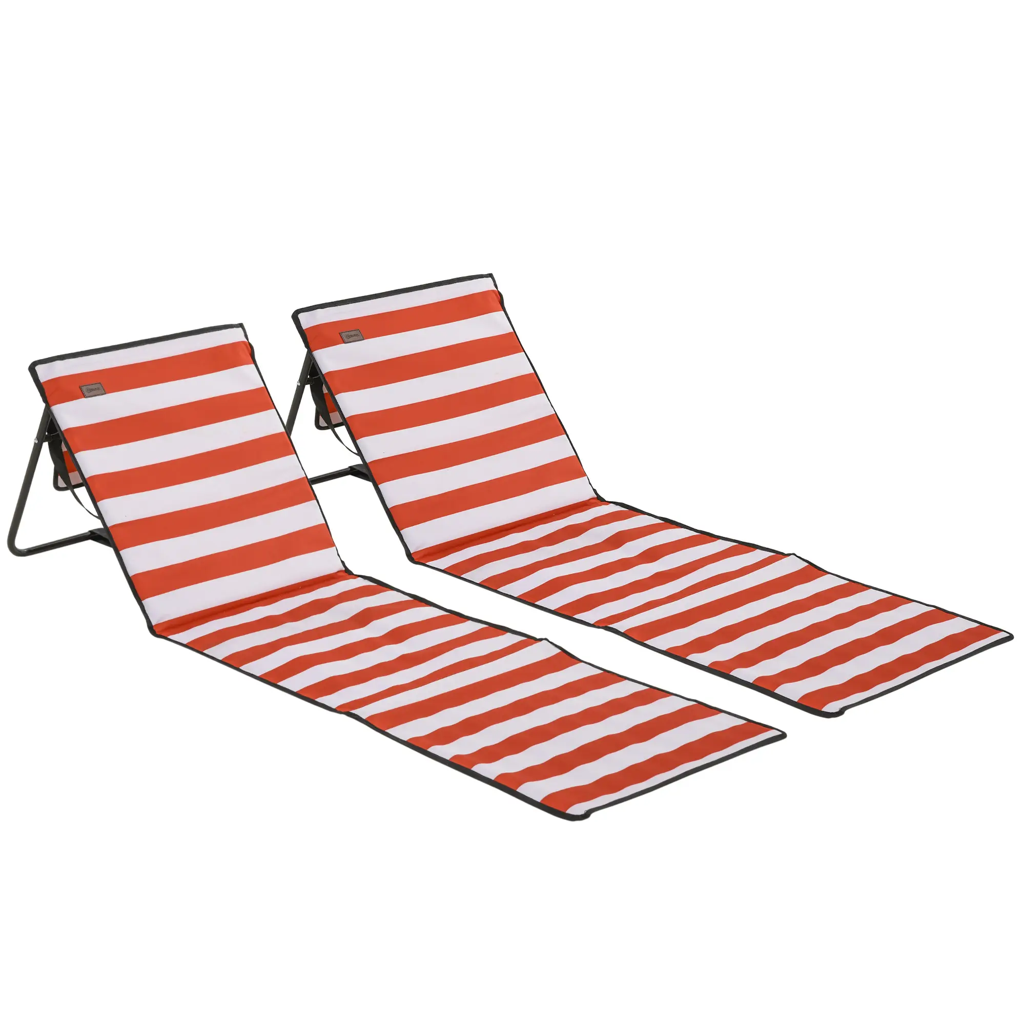 Ensemble de 2 chaises longues pliables et réglables avec sac de transport, métal, rouge, 142 x 51 x 40 cm – PANGIVO