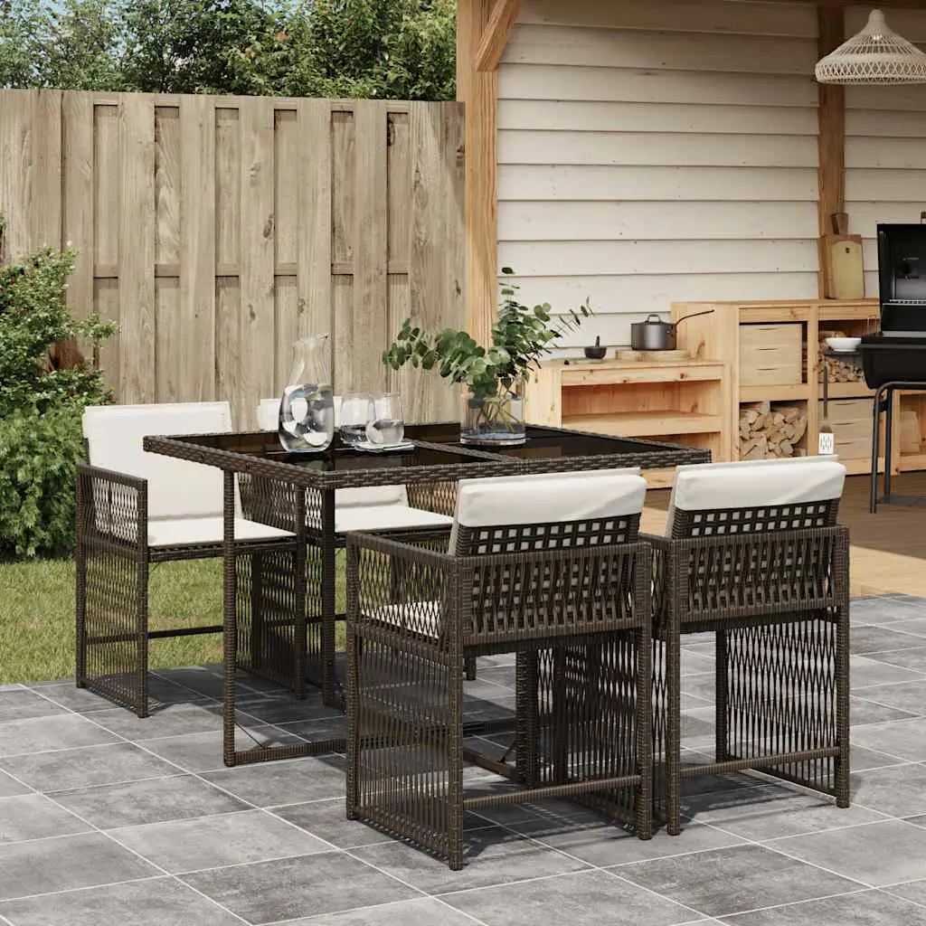 Ensemble de Jardin Repas 4P Résine Tressée Encastrable Balcon Marron – ComfortXL Outdoor Living