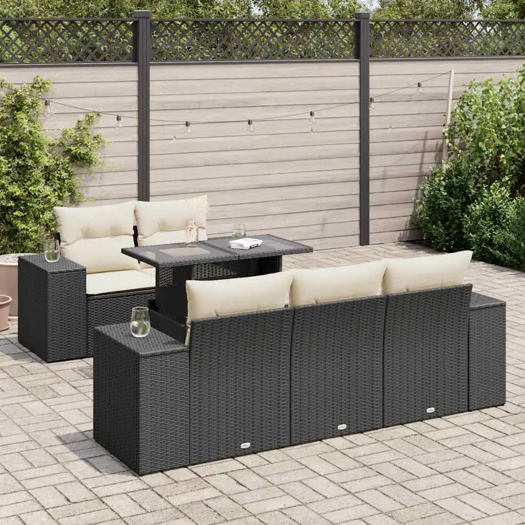 Ensemble de jardin 6 places résine tressée avec coffres et table ajustable pour terrasse noir – ComfortXL Outdoor Living