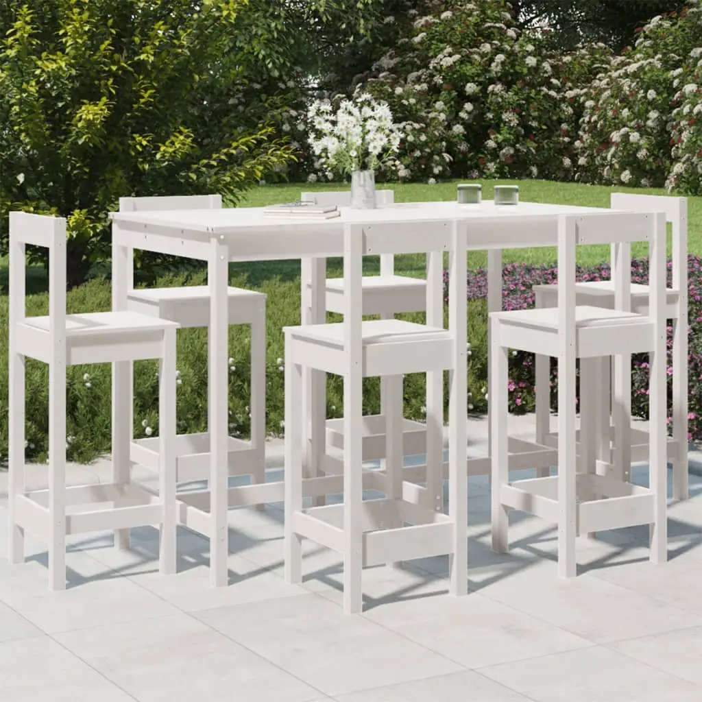 Ensemble de bar de jardin 7 pcs blanc bois de pin massif vidaXL 3154761
