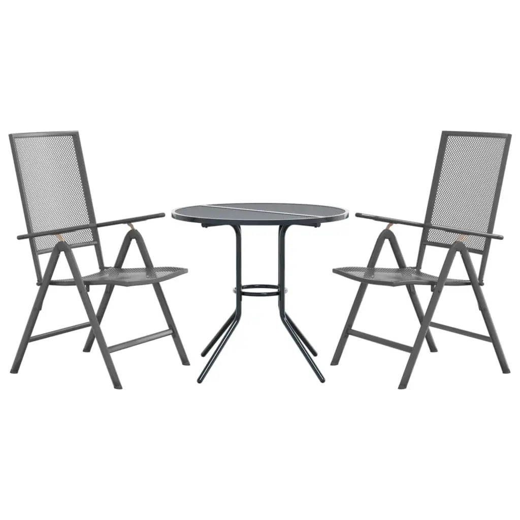 Ensemble de Lot de 3 Chaises de jardin | Chaise d’extérieur inclinables anthracite