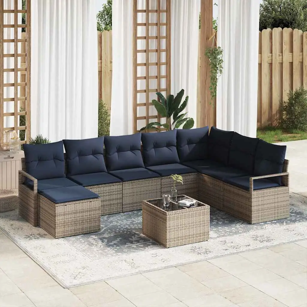 Ensemble de Canapés avec coussin 9 pcs Gris polyrotin vidaXL 3346515