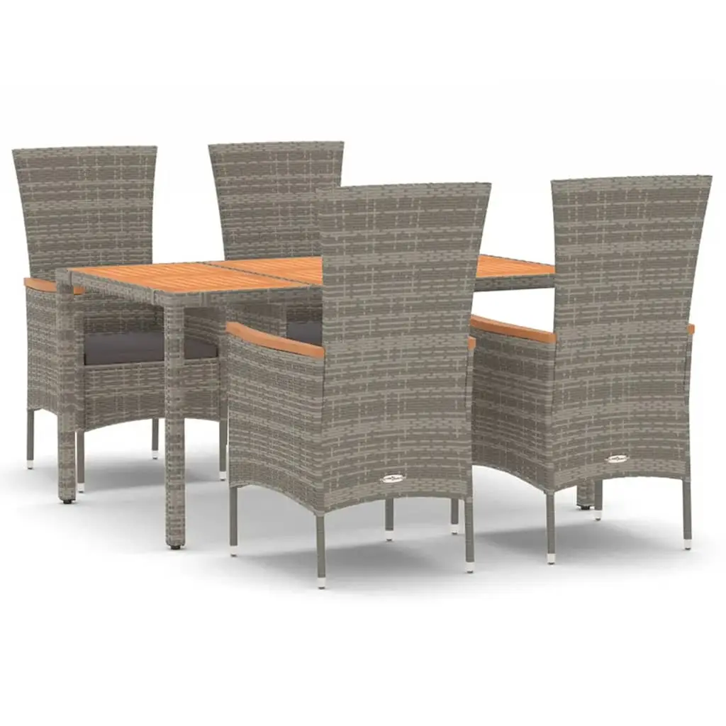 Ensemble de 5 pcs table de jardin avec chaises – mobilier de jardin coussins gris résine tressée-JU2363