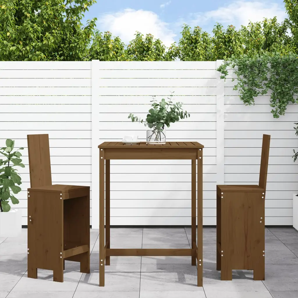 Ensemble de bar de jardin 3 pcs marron miel bois pin massif vidaXL 3157766