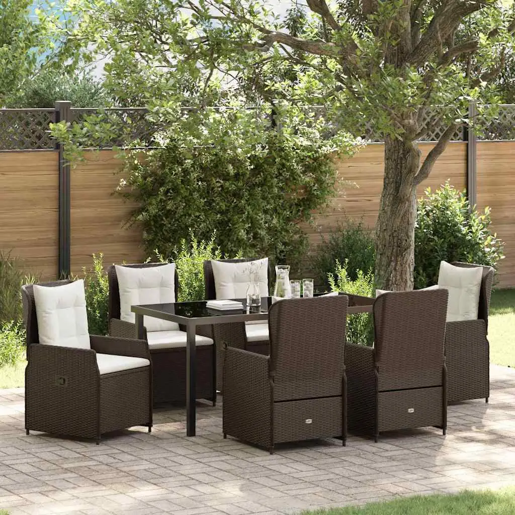 Ensemble de salle à manger pour jardin 7 pcs Marron polyrotin vidaXL 3380950