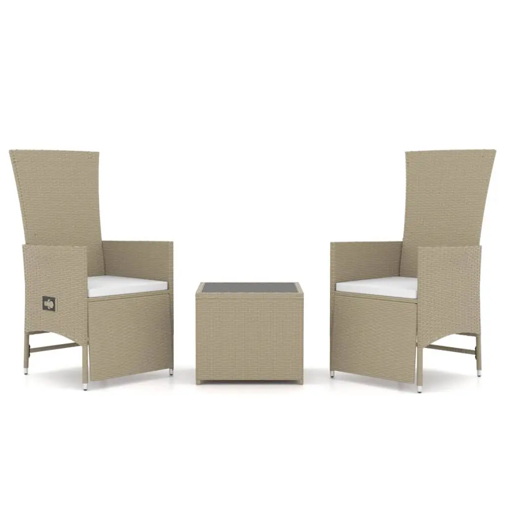 Ensemble de 3 pcs salon de jardin – Mobilier d’extérieur – Mobilier de jardin beige poly rotin et acier-JU7075