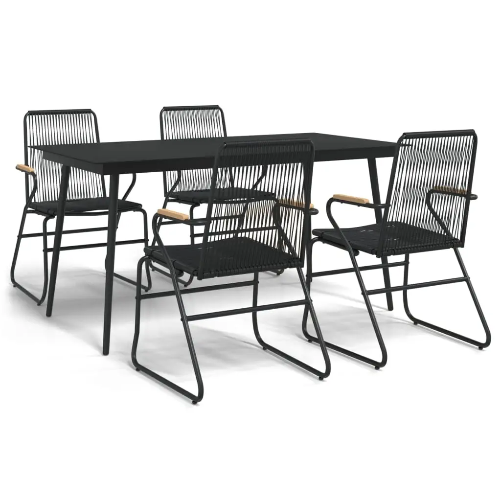 Ensemble de 5 pcs table de jardin avec chaises – mobilier de jardin Noir Rotin PVC-JU2888
