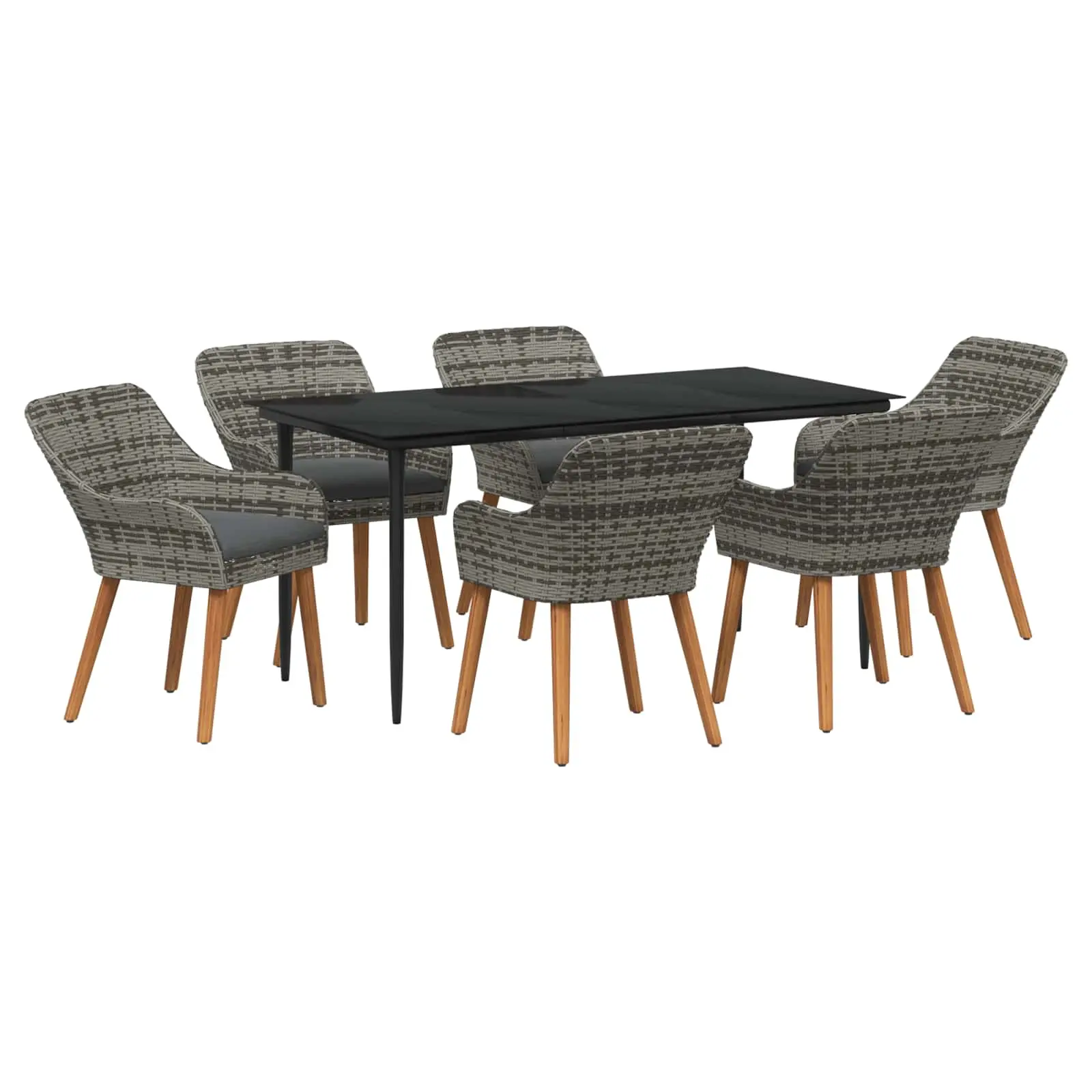Ensemble de salle à manger pour jardin 7 pcs Gris polyrotin vidaXL 3261681