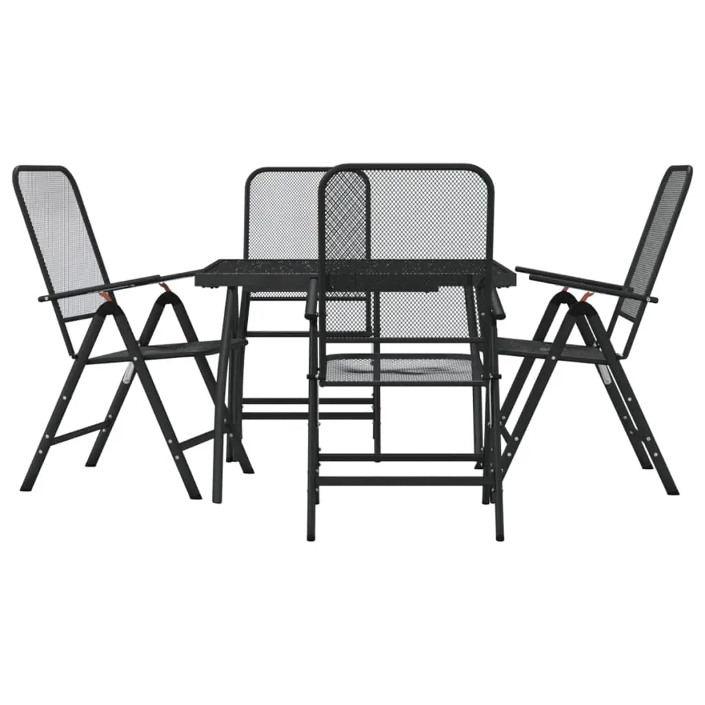 Ensemble de 5 pcs table de jardin avec chaises – mobilier de jardin anthracite métal maille-JU3054