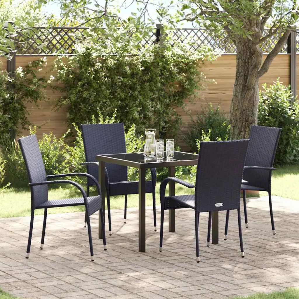 Ensemble de salle à manger pour jardin 5 pcs Noir vidaXL 3379402