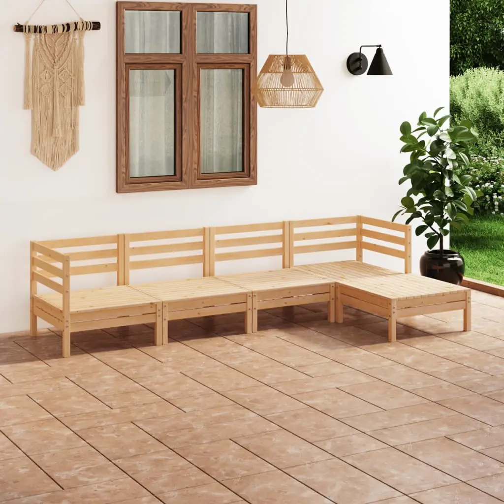 Ensemble Canapé Extérieur 5 Pièces Bois de Pin Massif Configuration Flexible Salon Terrasse Confort Brun – ComfortXL Outdoor Living