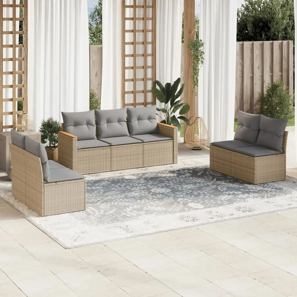 Ensemble canapé modulable 7 pcs résine tressée avec rangement extérieur Beige – ComfortXL Outdoor Living