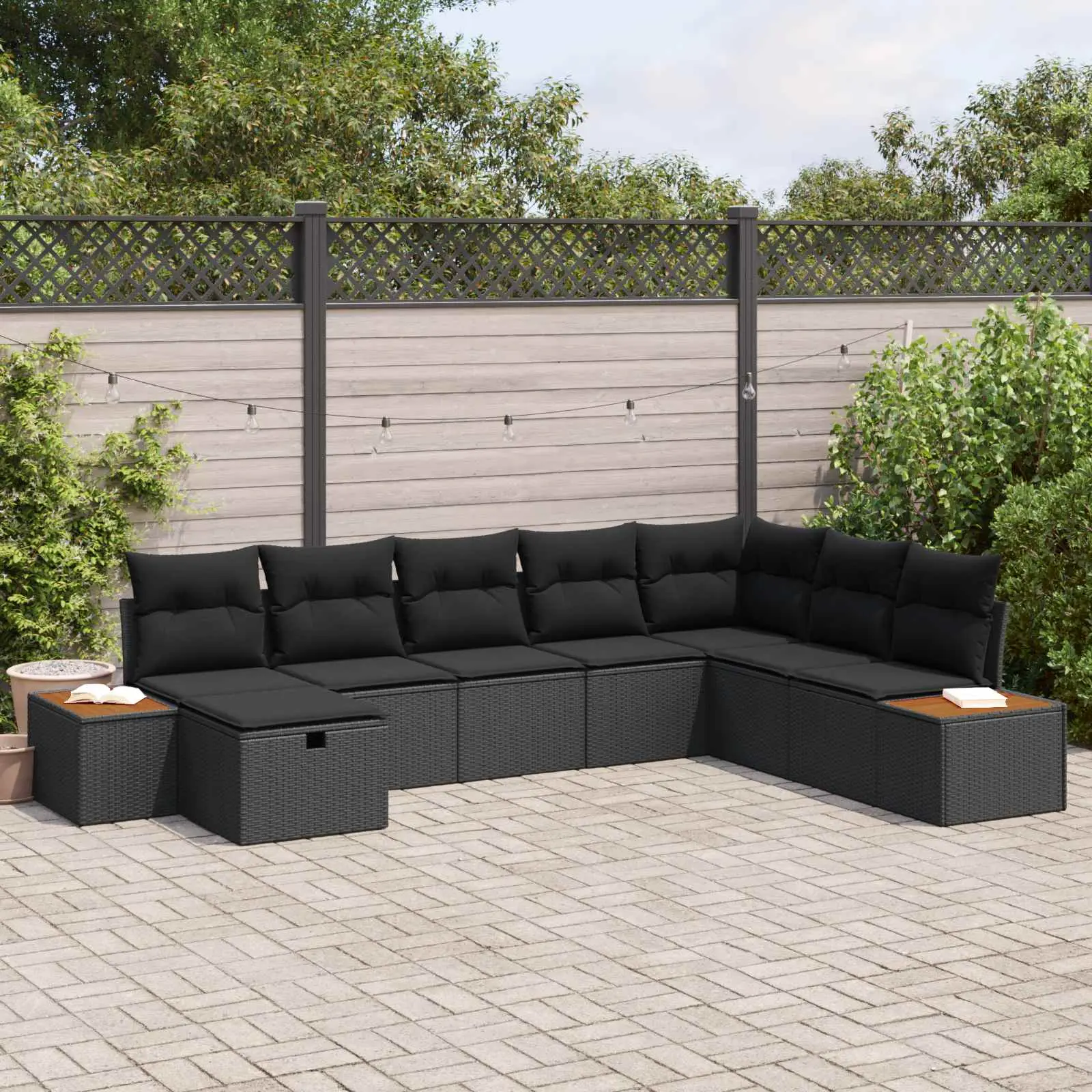 Ensemble de canapé de jardin avec coussin Noir polyrotin vidaXL 3360987