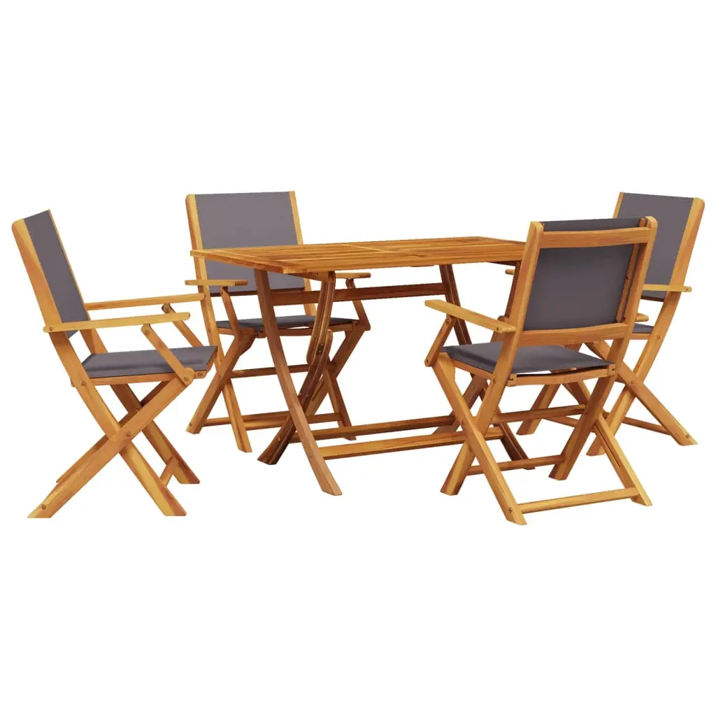 Ensemble de 5 pcs table de jardin avec chaises – mobilier de jardin anthracite tissu bois massif