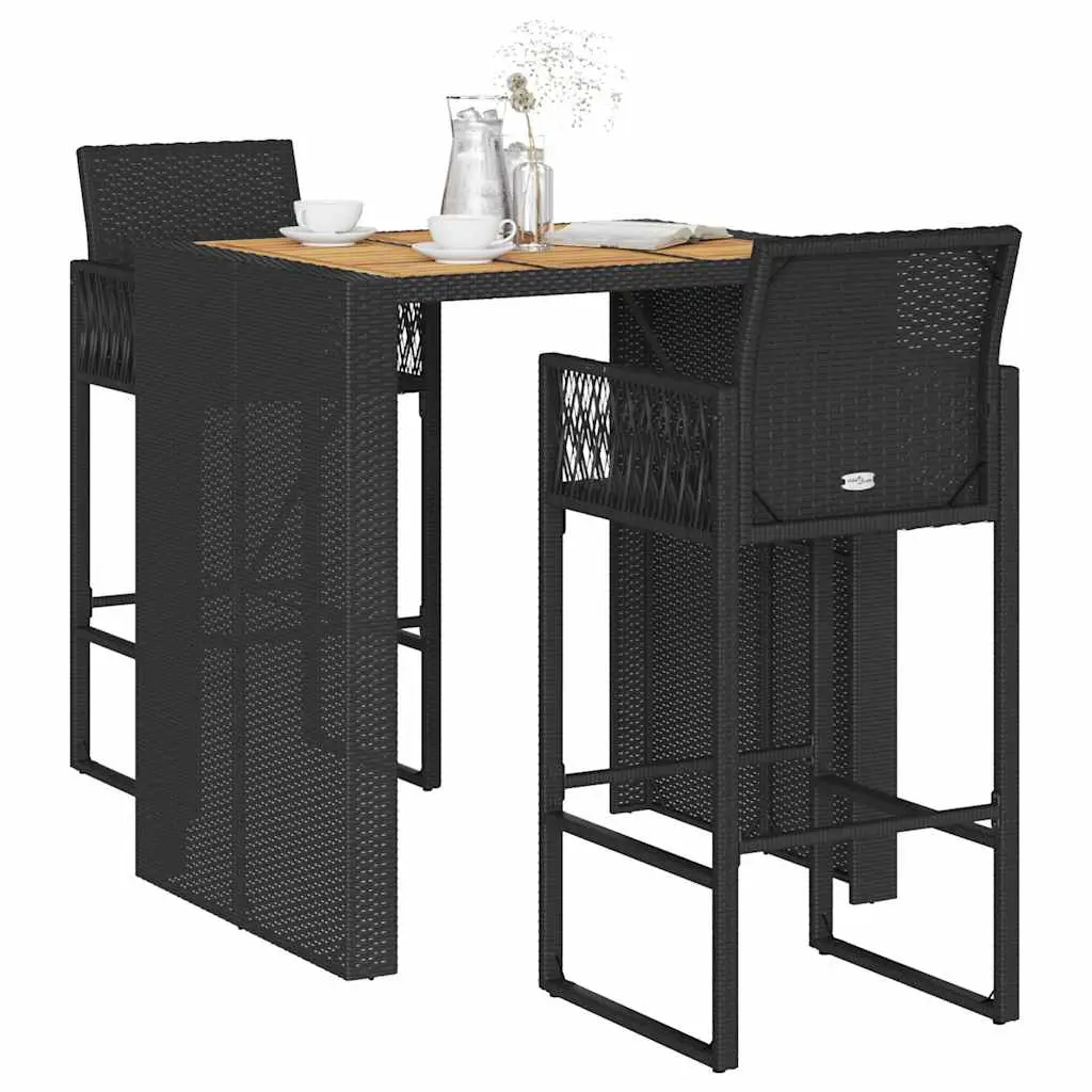 Ensemble de bar de jardin 3 pcs sans coussins noir poly rotin vidaXL 3328885