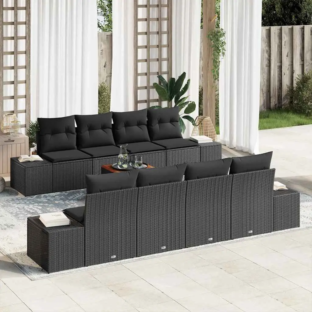 Ensemble de canapé de jardin avec stockage 9 pcs Noir polyrotin vidaXL 3356602