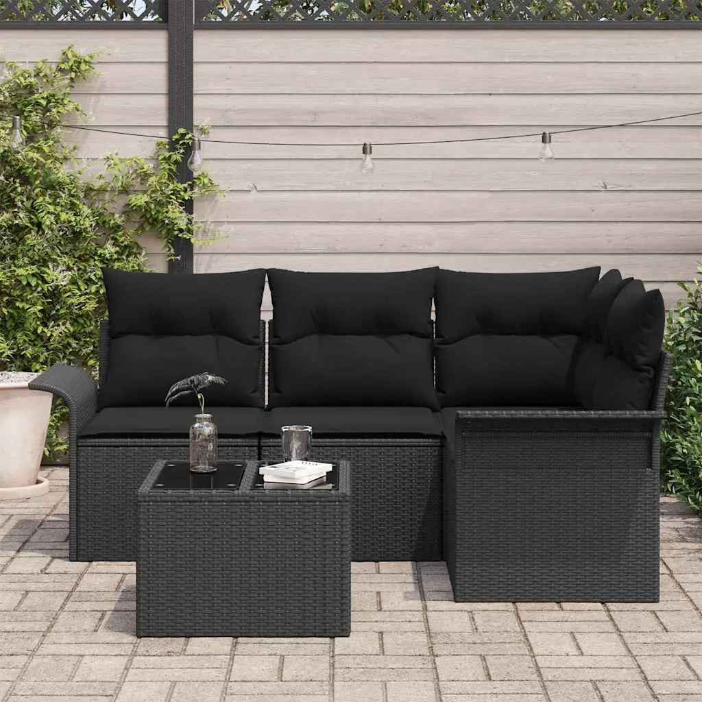 Ensemble de canapé de jardin avec stockage 5 pcs Noir polyrotin vidaXL 3354022