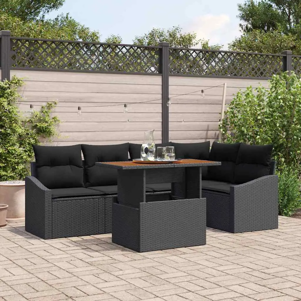 Ensemble de salle à manger pour jardin 6 pcs Noir et Marron vidaXL 3349841