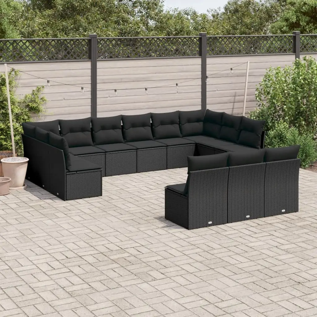 Ensemble canapés de jardin 13 places Résine tressée Modulable pour Grande Terrasse Noir – ComfortXL Outdoor Living