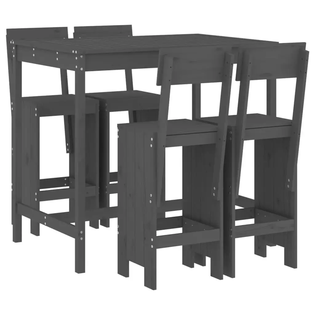 Ensemble de 5 pcs bar de jardin – Mobilier d’extérieur – Mobilier de jardin gris bois de pin massif-JU2115