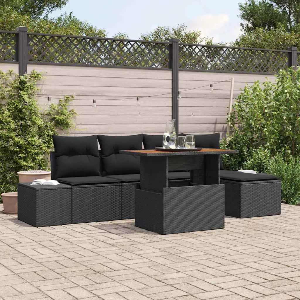 Ensemble de salle à manger pour jardin 6 pcs Noir et Marron vidaXL 3349953