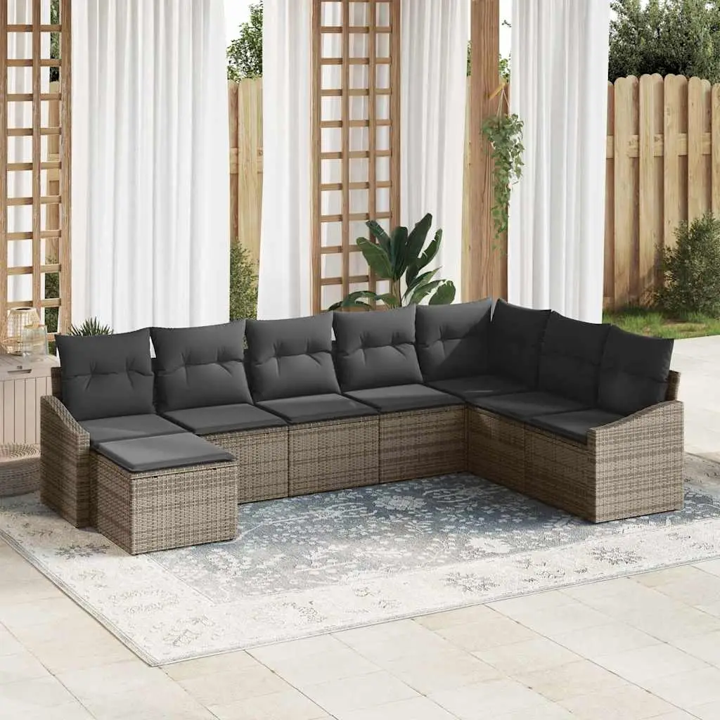 Ensemble de Canapés avec coussin 8 pcs Gris polyrotin vidaXL 3346839