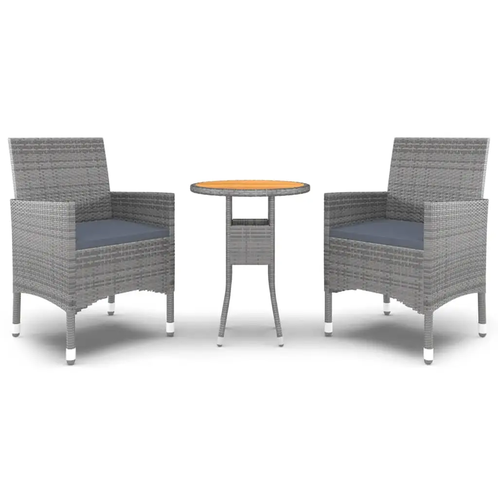 Ensemble de 3 pcs table de jardin avec chaises – mobilier de jardin Résine tressée Gris-JU2333