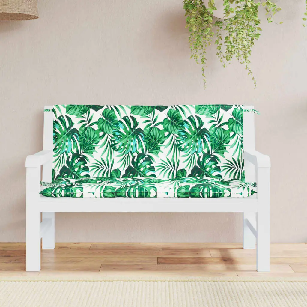 Ensemble Coussins Banc Extérieur Tissu Oxford Déperlant Motif Feuillage Vert 120x50x7cm – ComfortXL Outdoor Living