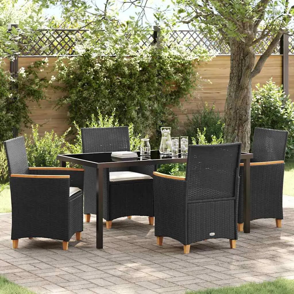Ensemble de salle à manger pour jardin 5 pcs Noir polyrotin vidaXL 3381089