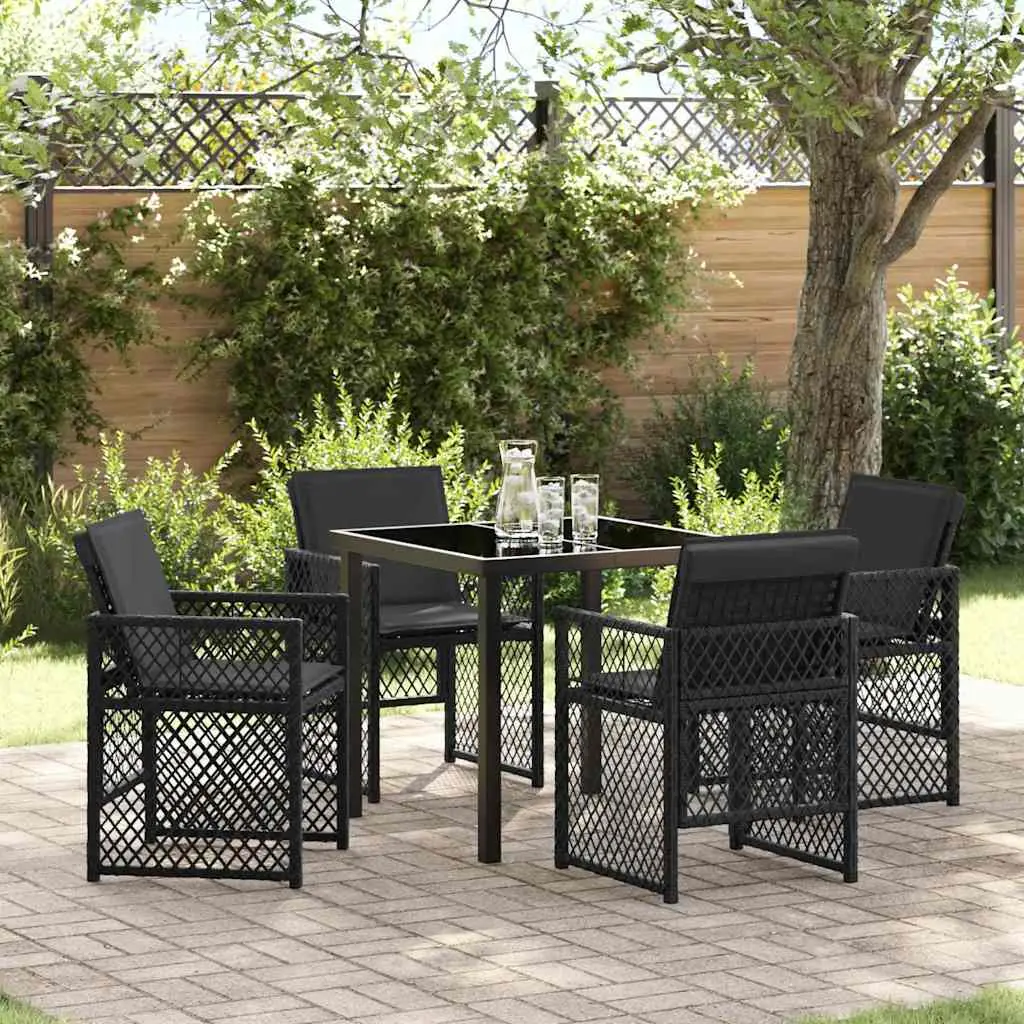 Ensemble de salle à manger pour jardin 5 pcs Noir polyrotin vidaXL 3380621
