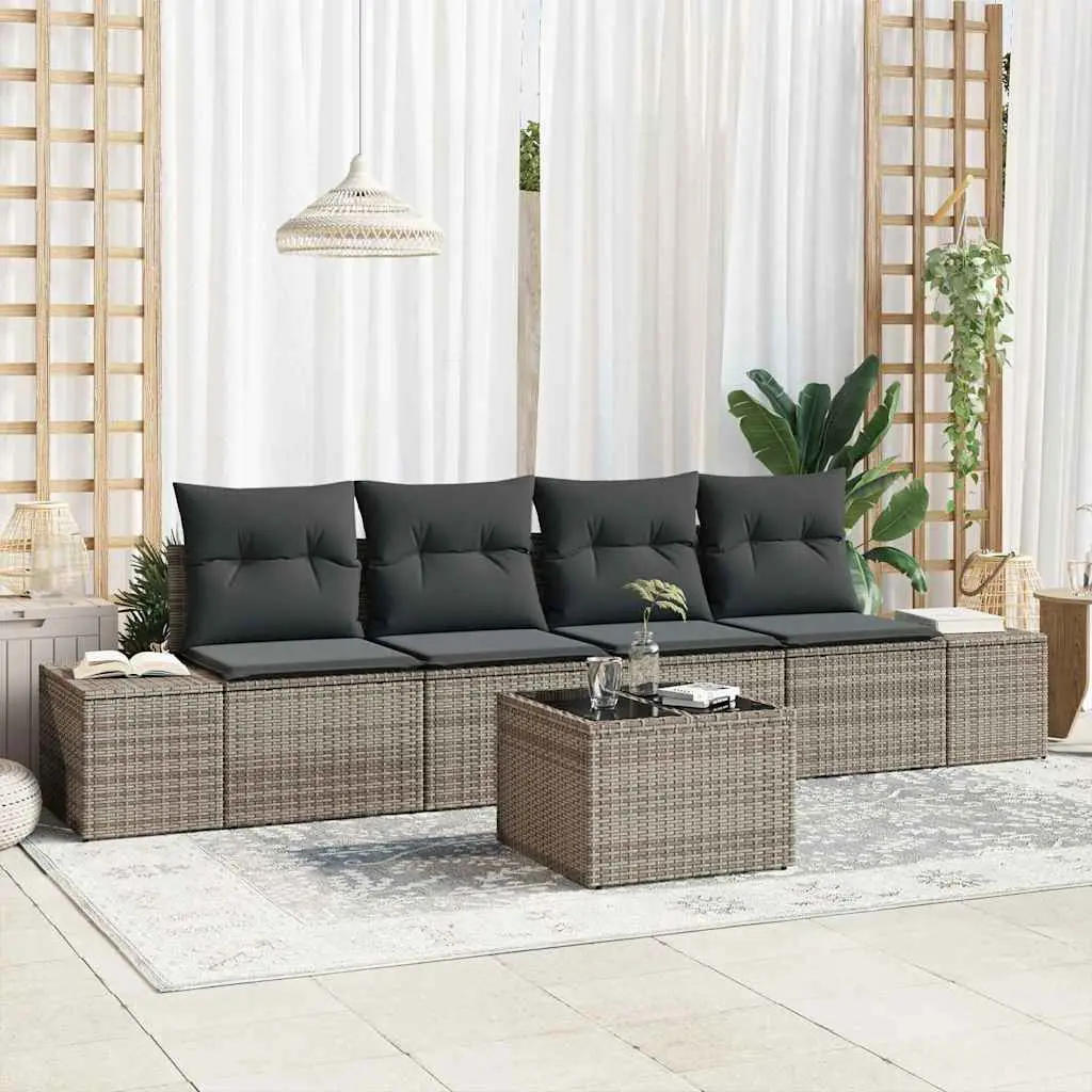 Ensemble de Canapés avec coussin 5 pcs Gris polyrotin vidaXL 3346929