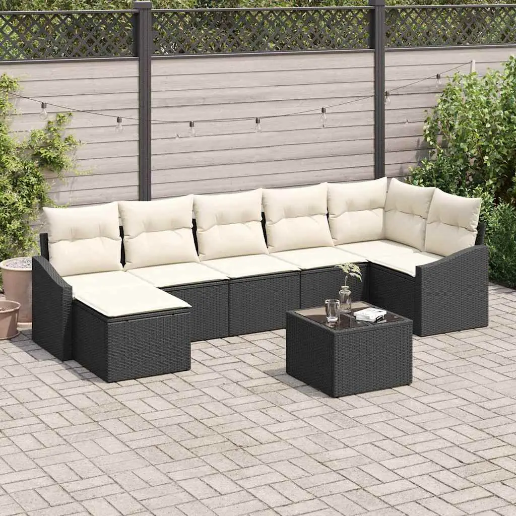 Ensemble de Canapés avec coussin 8 pcs Noir polyrotin vidaXL 3346817