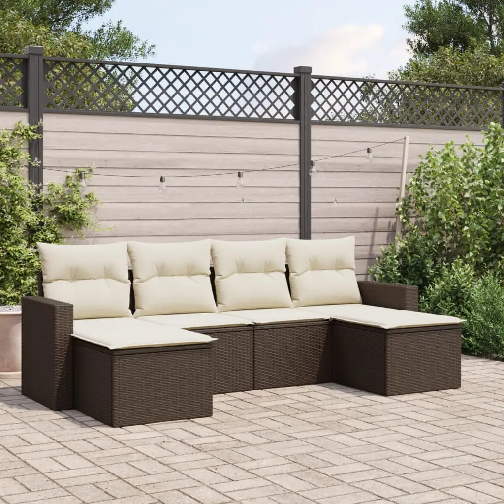 Ensemble de jardin 6 places en résine tressée marron avec coffres de rangement pour terrasse – ComfortXL Outdoor Living