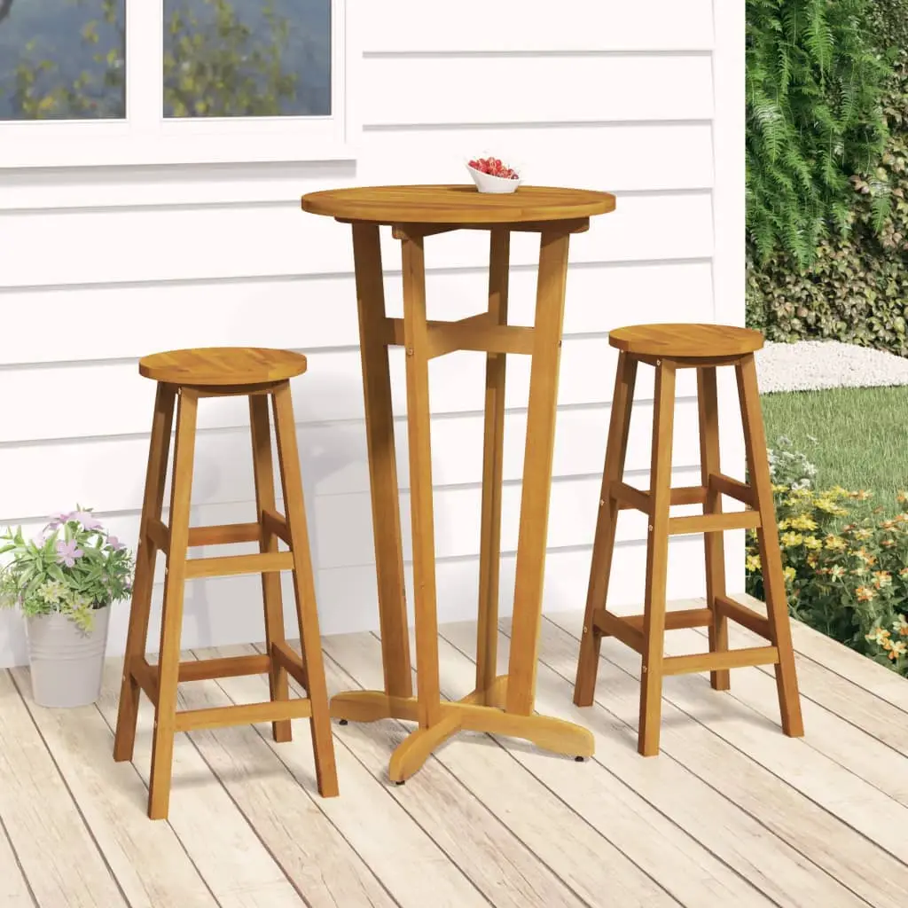 Ensemble de bar 3 pcs Bois d’acacia solide vidaXL 319699