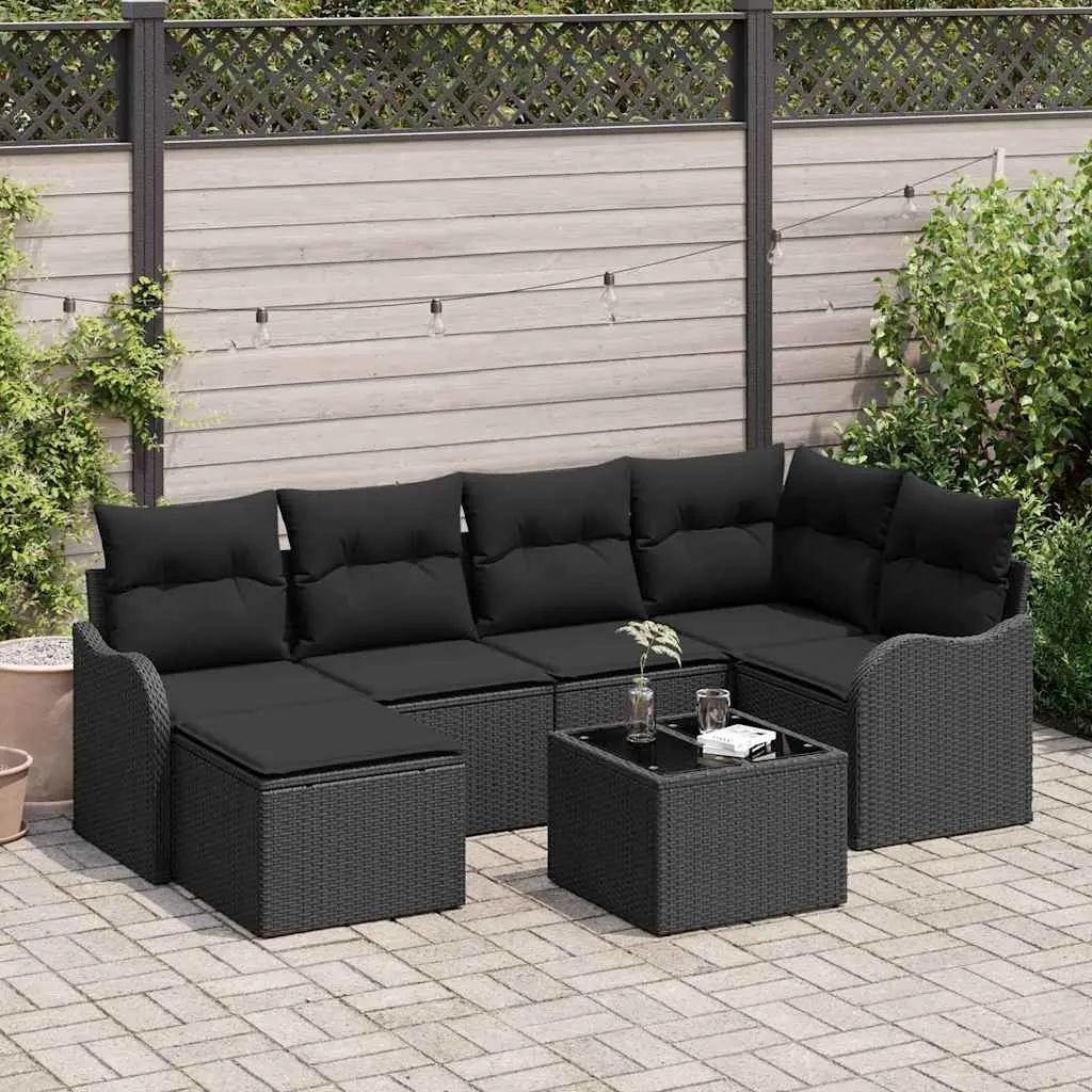 Ensemble de Jardin 6 Places en Polyrotin Tissé Main Modulable pour Patio et Terrasse Noir – ComfortXL Outdoor Living